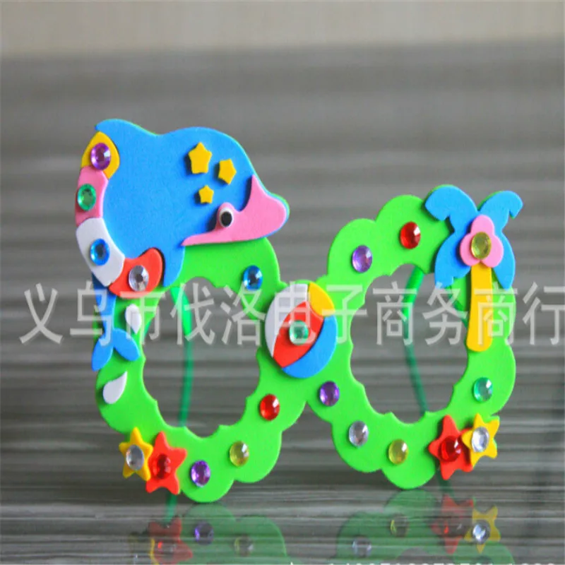 10pcs/set DIY Handmade Cartoon animal Glasses 3D Eva Stickers Educational Toys For Kids Birthday Party Gift baby puzzles toy | Игрушки и