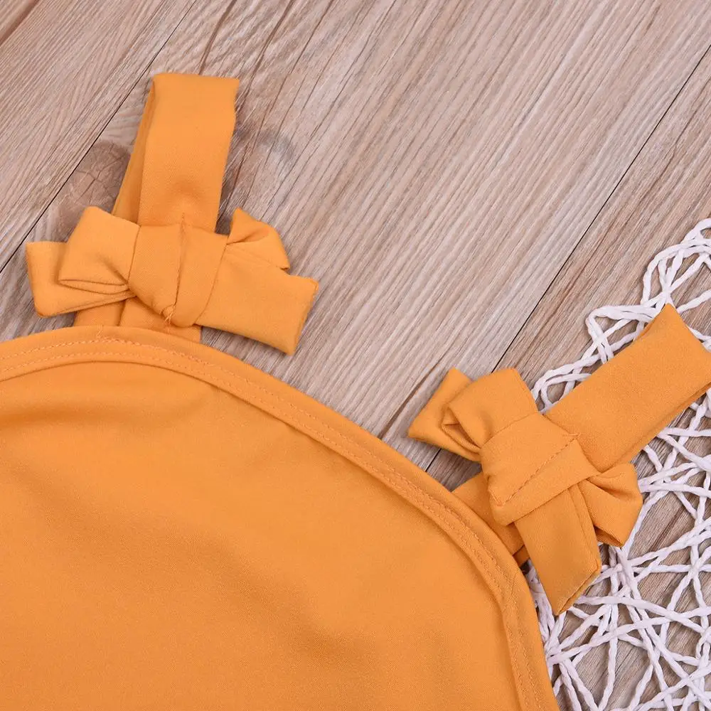 Pudcoco Cute Newborn Baby Girls Bowknot Strap Sleeveless Dress Casual Soild Sundress Summer Kids Clothes |