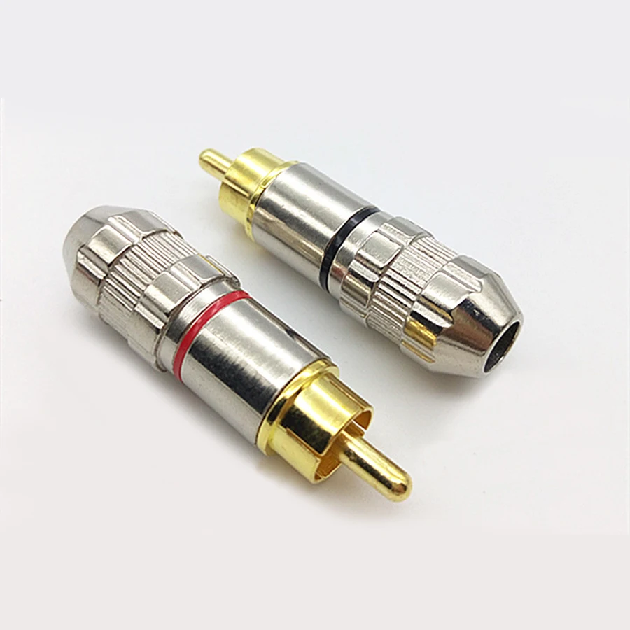 

1pcs RCA Connector Gold-plated AV Plug for PC Audio Video Red Black for OD6.5mm Cable DIY Parts