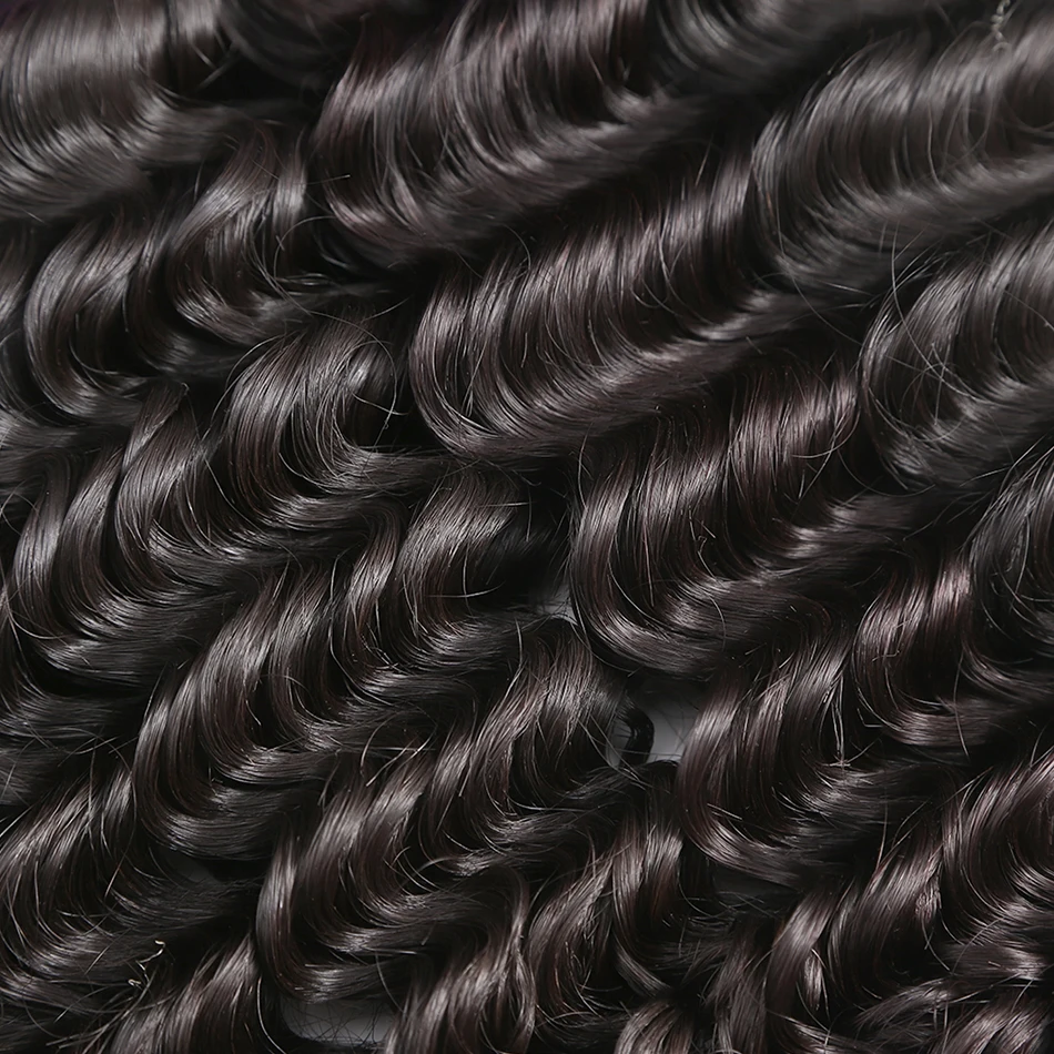 Rosabeauty 28 30 inch Deep Wave Bundles With Closure Peruvian Remy Human Hair Weaves Water Curly and 5X5 Lace Closure