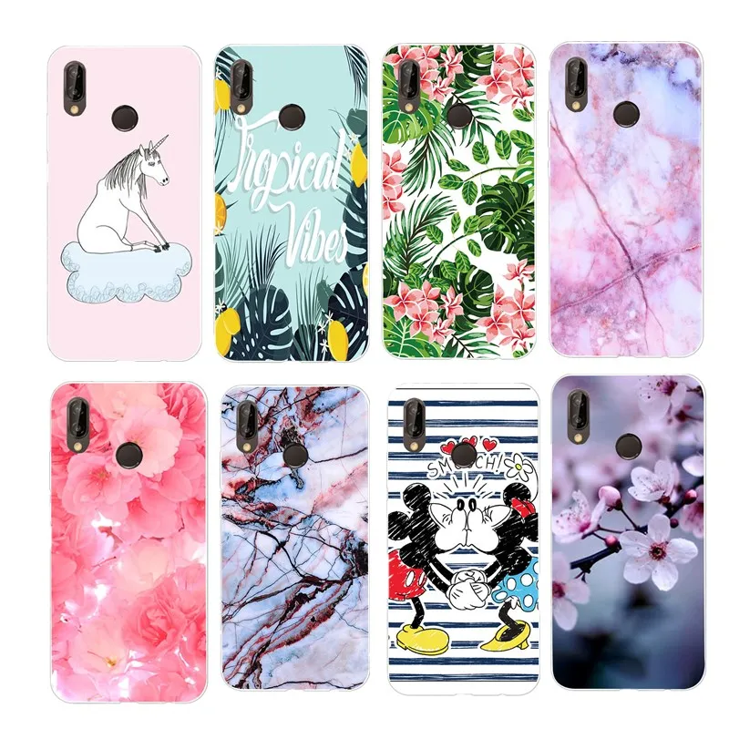 Мягкий силиконовый чехол из ТПУ для телефона huawei P20 Lite Fresh Leaf Flowers модный задний