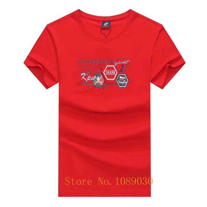 5907-RED Мужские футболки Летняя Повседневная хлопковая дышащая Футболка мужская брендовая одежда Tace& Shark забавная уличная Мужская футболка с акулой - Цвет: 5907-RED