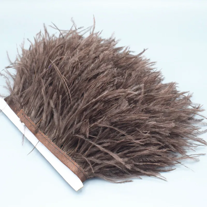 dark brown 1 метр пушистые красивые страусиные перья отделка, с 8-10 см DIY платье свадебные аксессуары - Цвет: dark brown