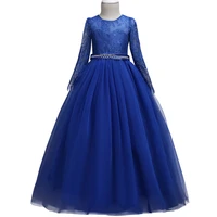 high end summer tulle lace pageant flower girl dresses for girls long sleeve lace dress zircon elegant piano performance princes