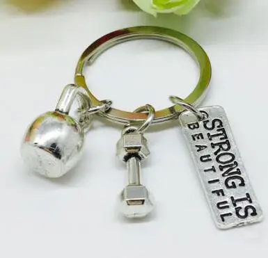 Винтажный серебряный 45lbs вес штанга фитнес-гири брелок подарки подходит для