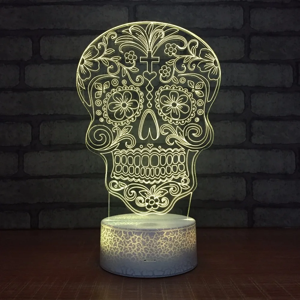 

Novelty Skull 3D Night Light LED 7 Colors Mood Lamp USB 3D Illusion Table Lamp Remote Control Touch Switch Atmosphere Lamp