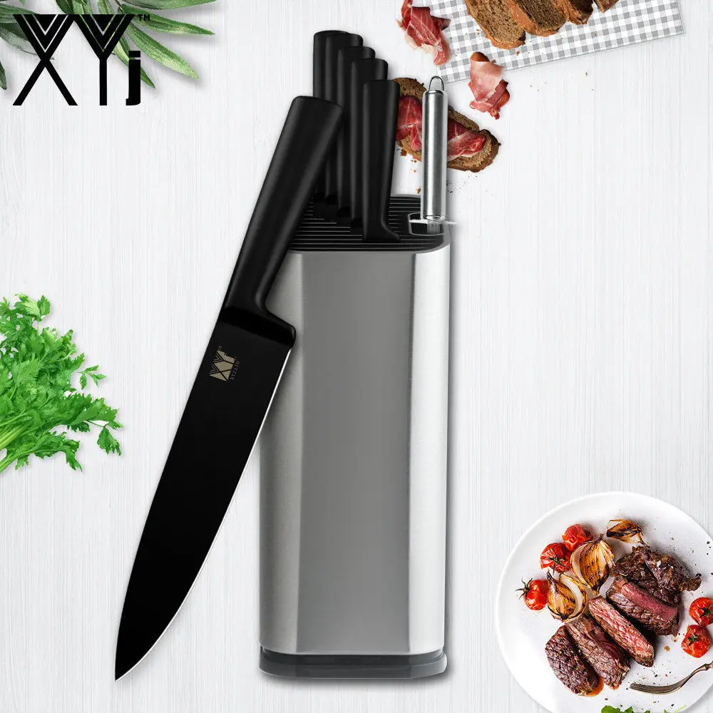 XYj Новое поступление набор кухонных ножей весь черный кухонный нож из