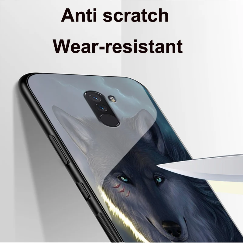 Для Xiaomi POCOPHONE F1 чехол сплошной цвет Закаленное стекло для телефона POCOPHONEF1 Чехлы POCO