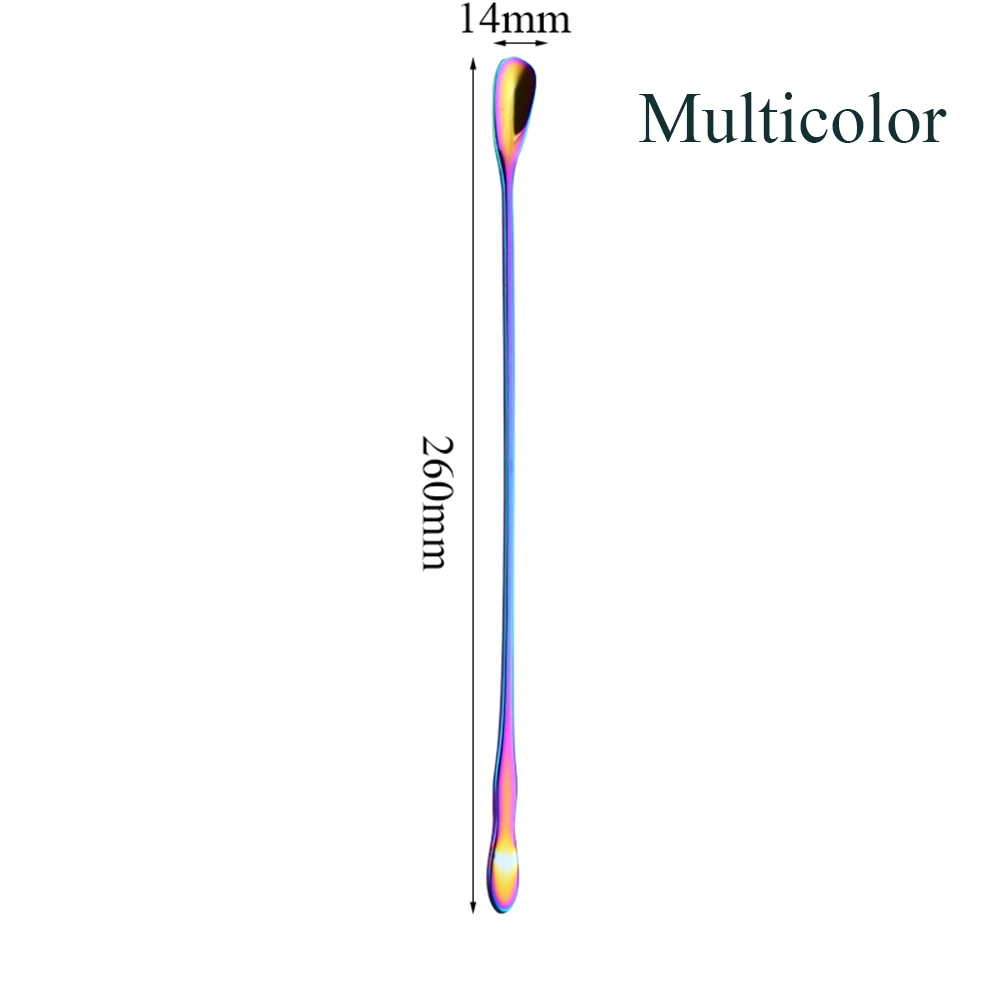 260mm multicolor Стиль, 1 шт., кофейная ложка из нержавеющей стали с длинной ручкой, красочные кофейные ложки, десертная чайная ложка,, кухонный гаджет, инструмент - Цвет: 260mm multicolor