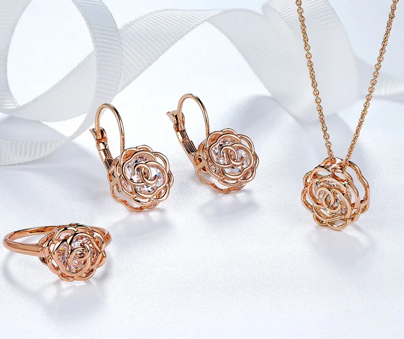 Серьги подвески DAN'S ELEMENT DEE86713 женские элегантные медные золотистые в форме