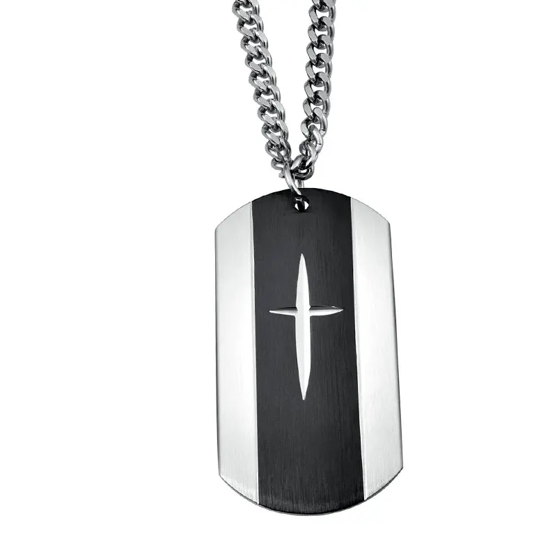 Amgjdk черный широкие полосы dog tag подвеска-крест Цепочки и ожерелья для Для