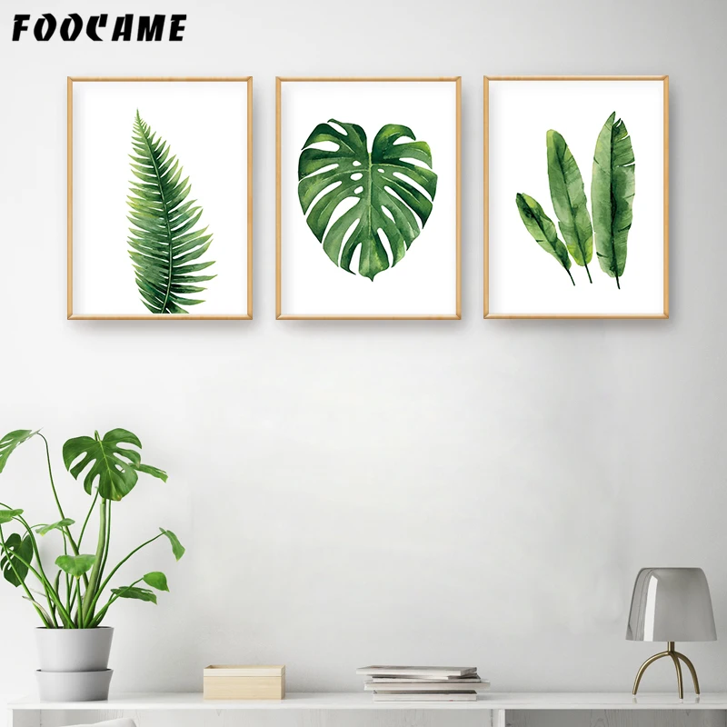 Лист Monstera растение Акварельная живопись скандинавские простые плакаты и принты
