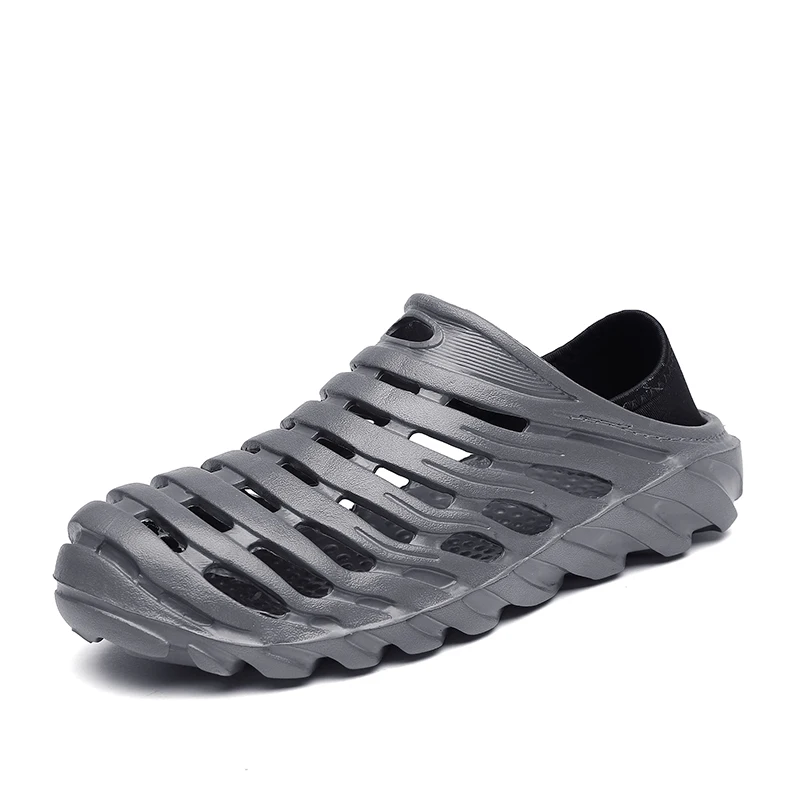 Серый Мужская обувь с перфорацией; мужские сандалии; Sandalias; Летняя обувь; Sandalen; тапочки; Sandalet hombre Sandali Croc; Сабо; Новинка года - Цвет: Серый