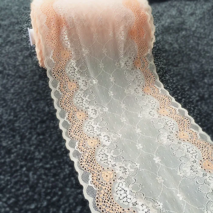 Ширина 22 см светло-оранжевая розовая эластичная кружевная ткань DIY аксессуары