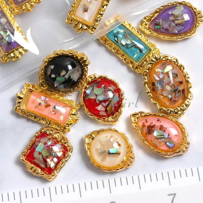 

1 Pack Multi-Shaped 3d nail art decorations charms nails glitter Shell Amber Acrylic alloy Rimmed nail supplies tools jewelry