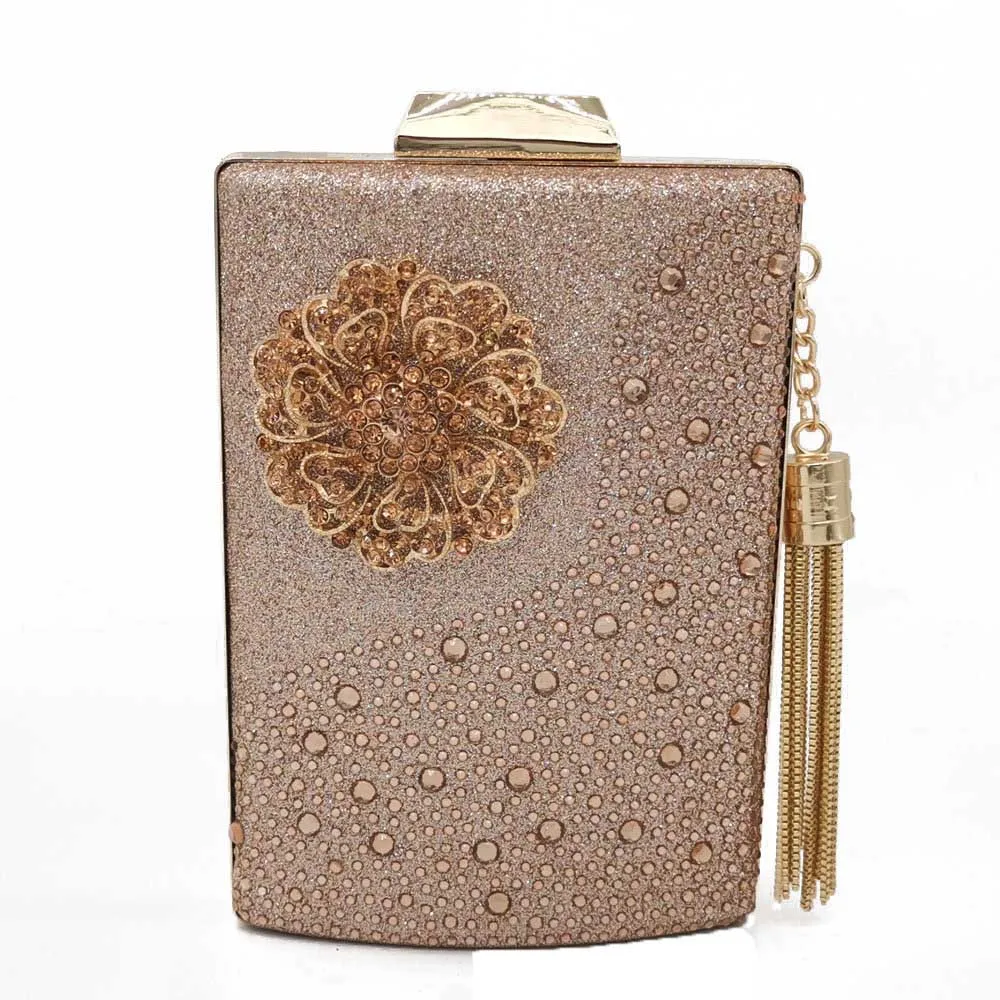 Champagne Bag Бутик De FGG винный горшок цветок кисточкой женские клатчи вечерние кошельки и сумки алмаз свадебный клатч Коктейльная сумка с кристаллами - Цвет: Champagne Bag