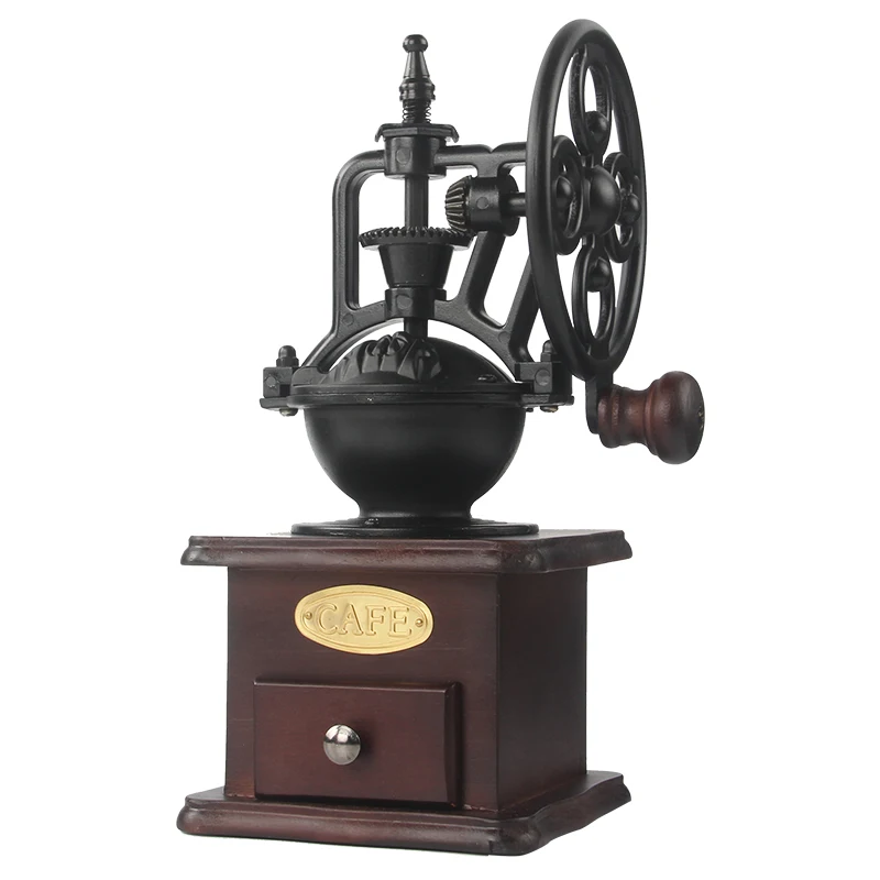 売る マニュアル観覧車ミニコーヒー豆グラインダーヴィンテージハンドメイド地面コーヒーメーカーコーヒーツール木材豆シュレッダーマシン 1 セット
