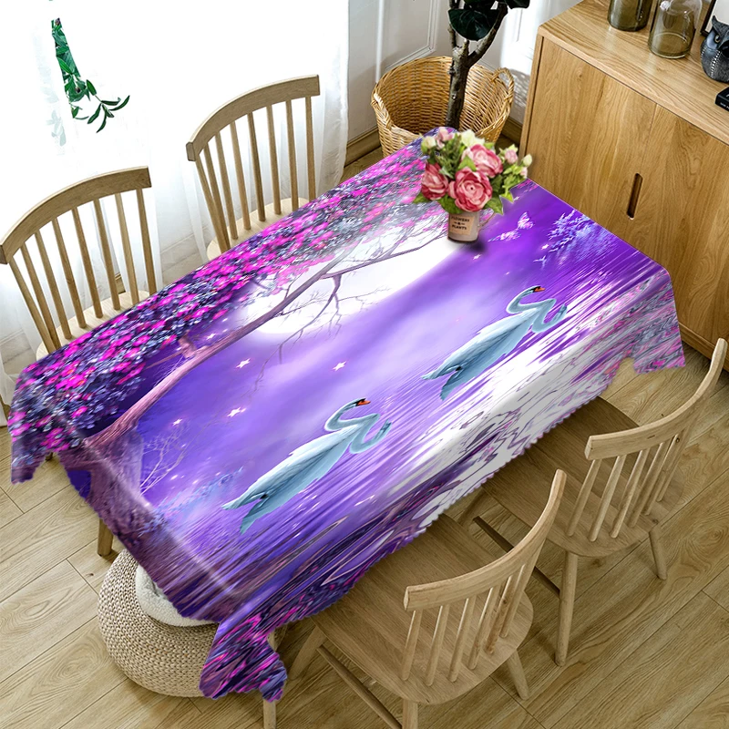 

Modern Simplicity 3d Round Tablecloth for Dining Table White Animal Horse Pattern Thicken Cotton Rectangular Table cloth