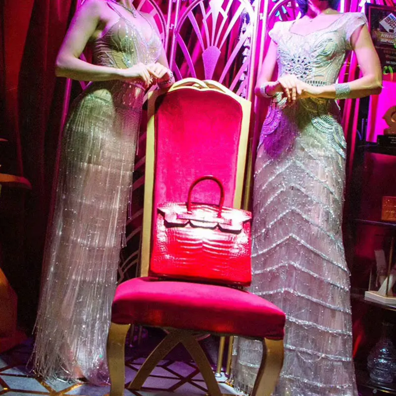 Fashion Rhinestones Fringes Sling Dress Women Evening Birthday Celebrate Tassel Dress Stage Women Singer Dancer Long Dress