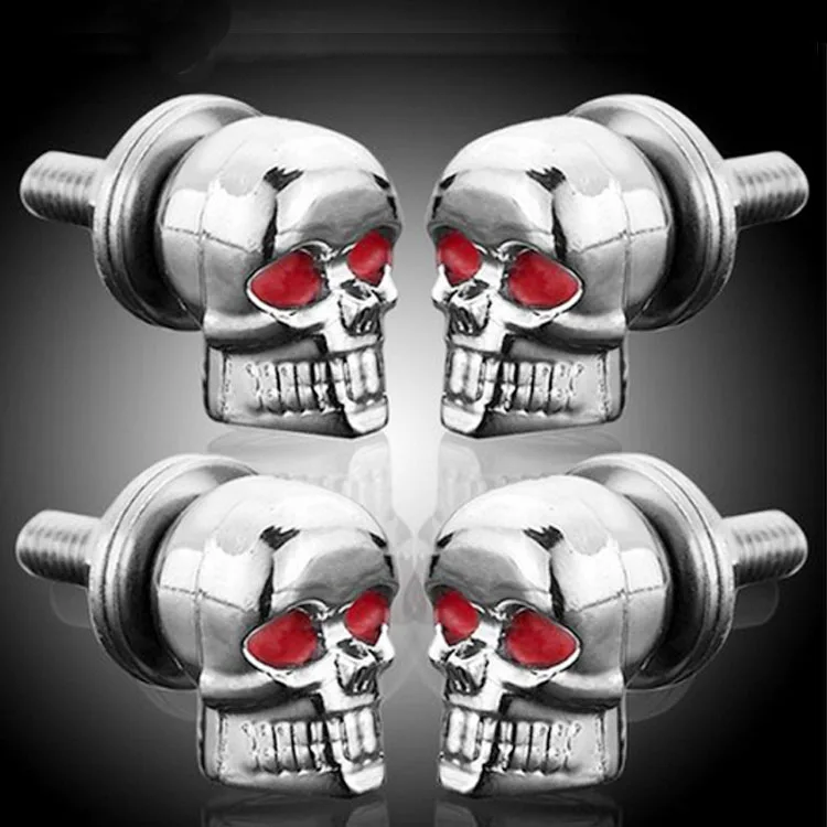 4x6 мм череп тег номерного знака рамки отделкой Болты Шурупы крепежа Chrome Red Eye|Гайки