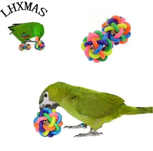 2 шт./лот цветная игрушка попугай с колокольчиком клетка для птиц игрушки мячи