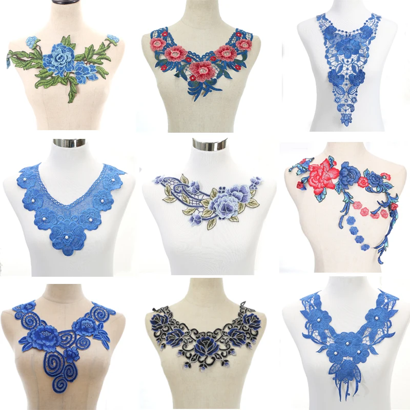Аппликация Кружева вышитый Венецианский цветочный шейный воротник отделка