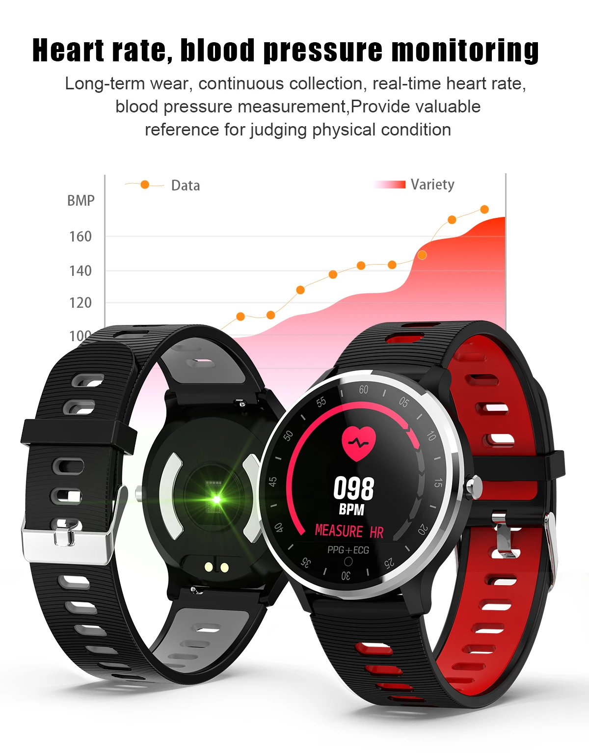 ECG PPG умный Браслет приборы для измерения артериального давления SpO2 часы для мужчин и женщин монитор сердечного ритма фитнес-браслет трекер активности
