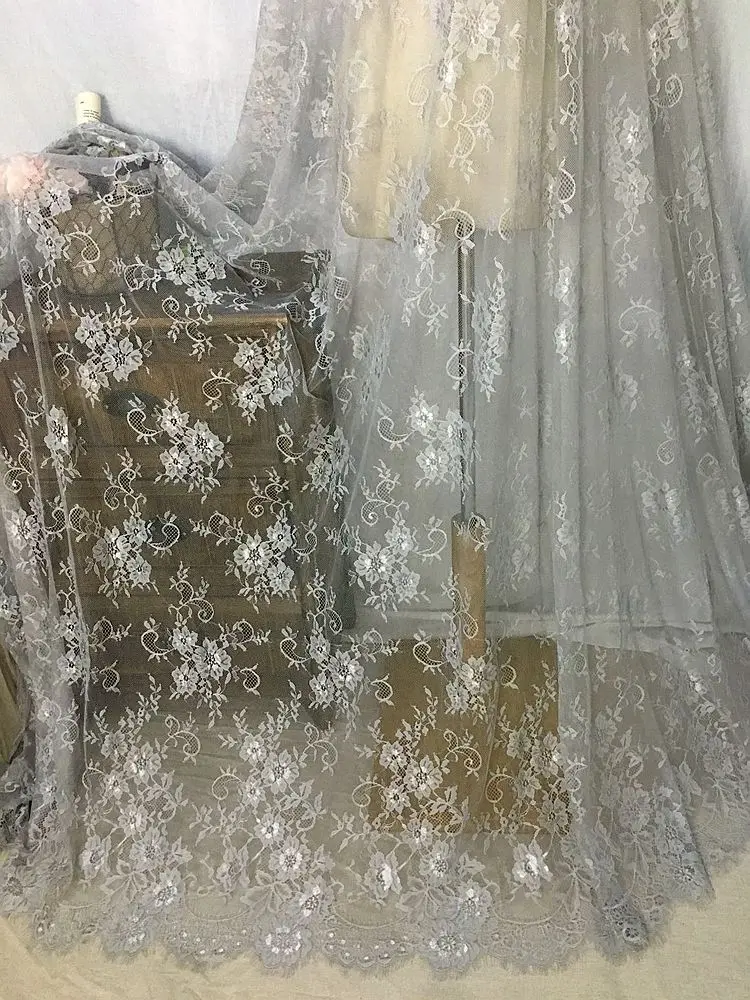 3 M-6 м) Французский кружево с ресничками ткань 150 см белый черный Diy изысканные кружева вышивка одежда свадебное платье аксессуары RS213