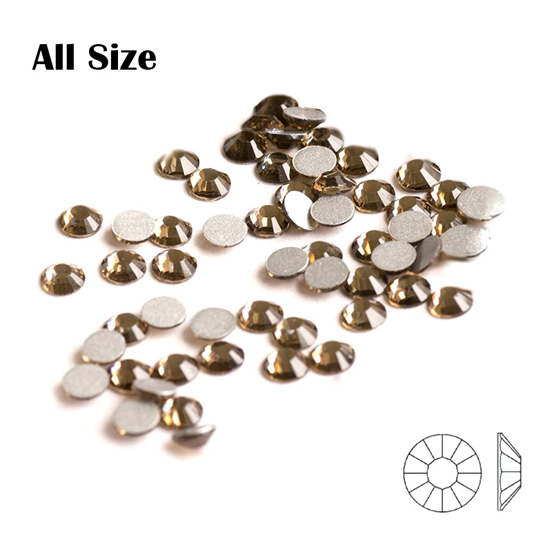 Стразы для дизайна ногтей дымчатые кристаллы топаза всех размеров маникюра DIY 3D