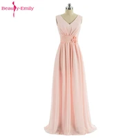 beauty emily long chiffon blush pink bridesmaid dresses 2021 vestido de festa de casamen wedding party girl dress bridal guests