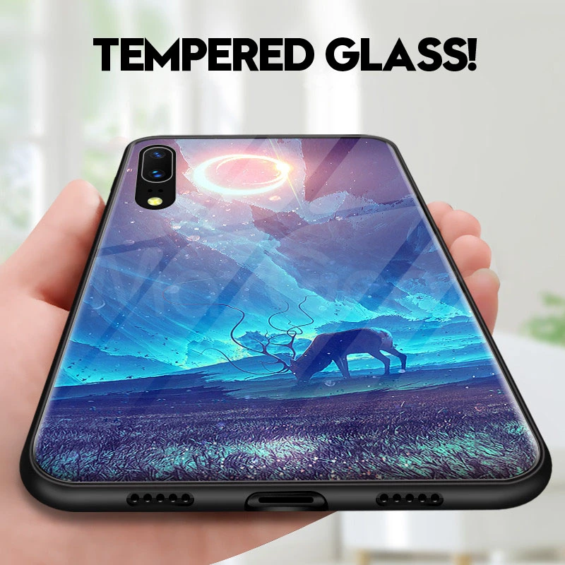 Жесткий чехол из закаленного стекла для задней панели телефона Huawei P20 Pro Lite полный