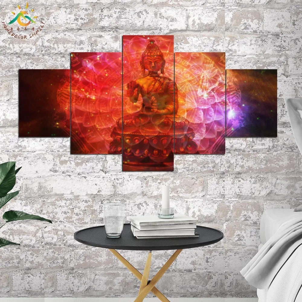 Настенная картина Red Fire Buddha HD Художественная печать на холсте Модульная и