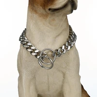 1215mm high quality stainless steel silver color cuban curb chain dog choker collar steel chain pet dog chain necklace 12 36