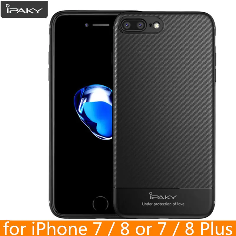 Чехол для iPhone 8 Plus оригинальный IPAKY из углеродного волокна Гибридный Силиконовый
