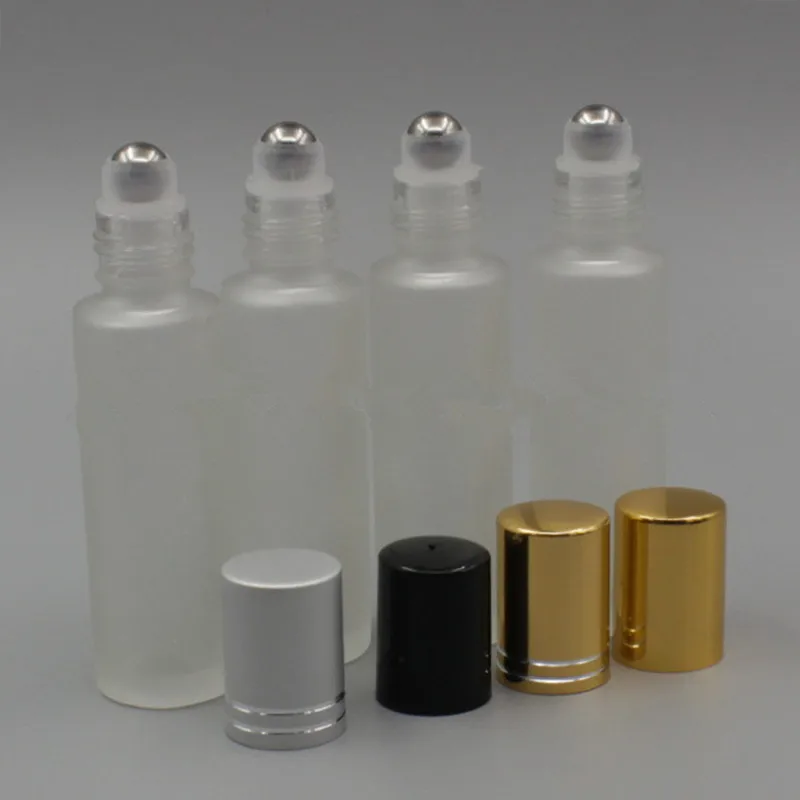 

15ml Glass Frosted Perfume Roller Roll on Bottle Steel bead Parfum Sample Refillable Empty Ball Vials F184