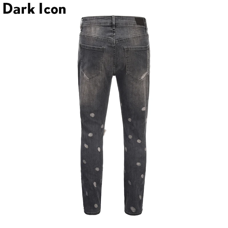 Мужские рваные джинсы Dark Icon черные и Синие с принтом в виде фольги 2019|Мужские