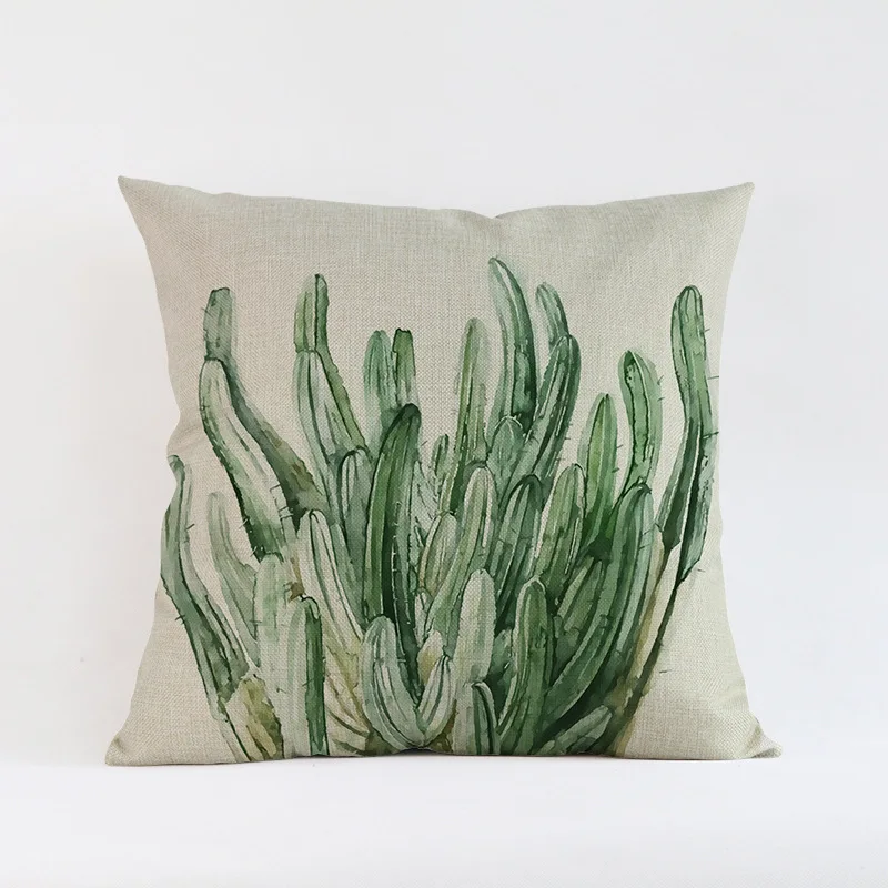 Чехол-наволочка с рисунком тропических растений пальмовых листьев зеленых | Дом