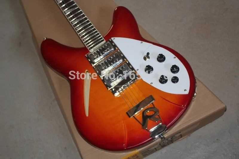 Free shipping Top Quality Rick Semi-Hollow Sky Sunburst Ricken Guitar 3 Pickups R Tremolo Electric In Stock 150604 | Спорт и