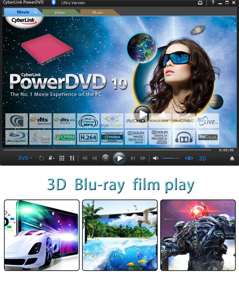 ABS Внешний USB3.0 Blu-Ray привод DVD горелка 3D Blu-Ray плеер DVD привод BD-ROM DVD-RW горелка Писатель Для Macbook ноутбук ПК