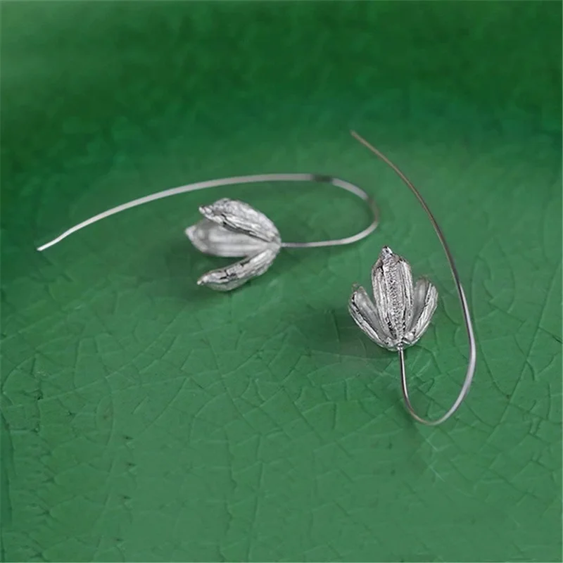Lotus весело Настоящее стерлингового серебра 925 природных творческий ручной Fine Jewelry