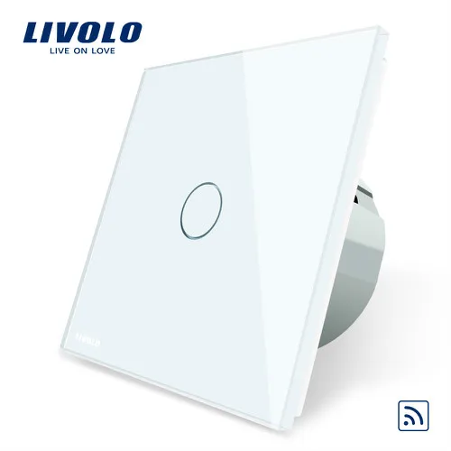 Livolo ЕС Стандартный настенный светильник Remote Touch Выключатель, 1 gang 1way, Стекло Панель, AC 220~ 250 V, VL-C701R-1/2/3/5, без пульта дистанционного управления - Цвет: White