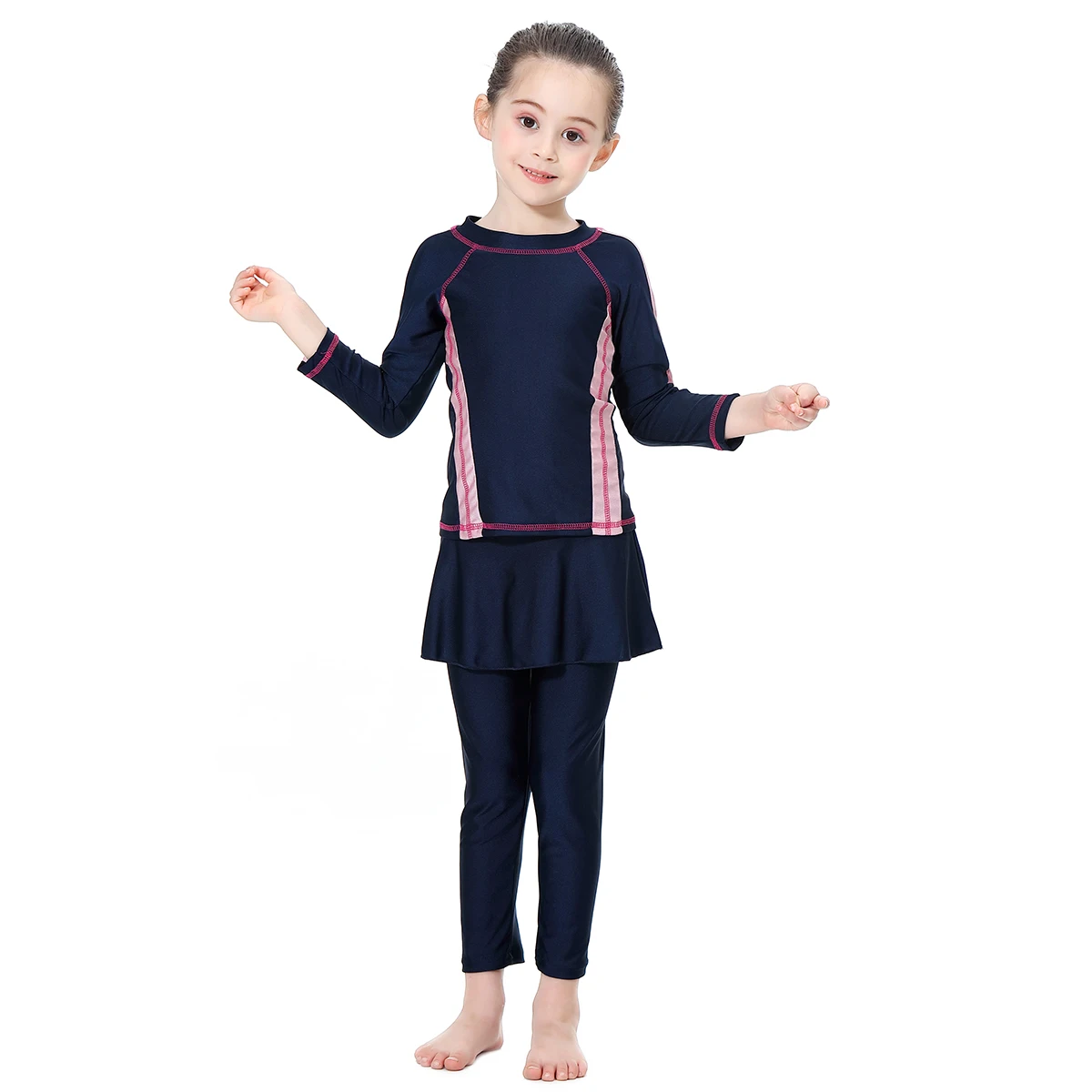 

Fashion Muslim girl traditional swimwear swimsuit three-piece suit Girls Swimsuit Islamic Clothes Children Kids Beachwear h2011