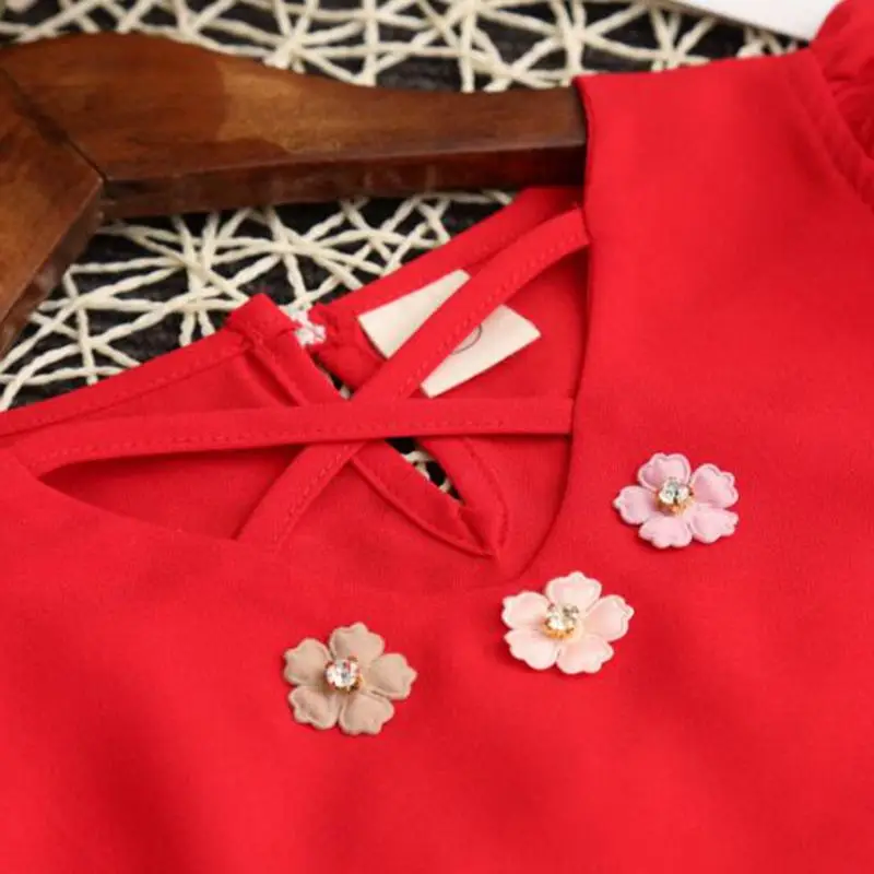 Летние Детские комплекты одежды для девочек детская одежда малышей красная