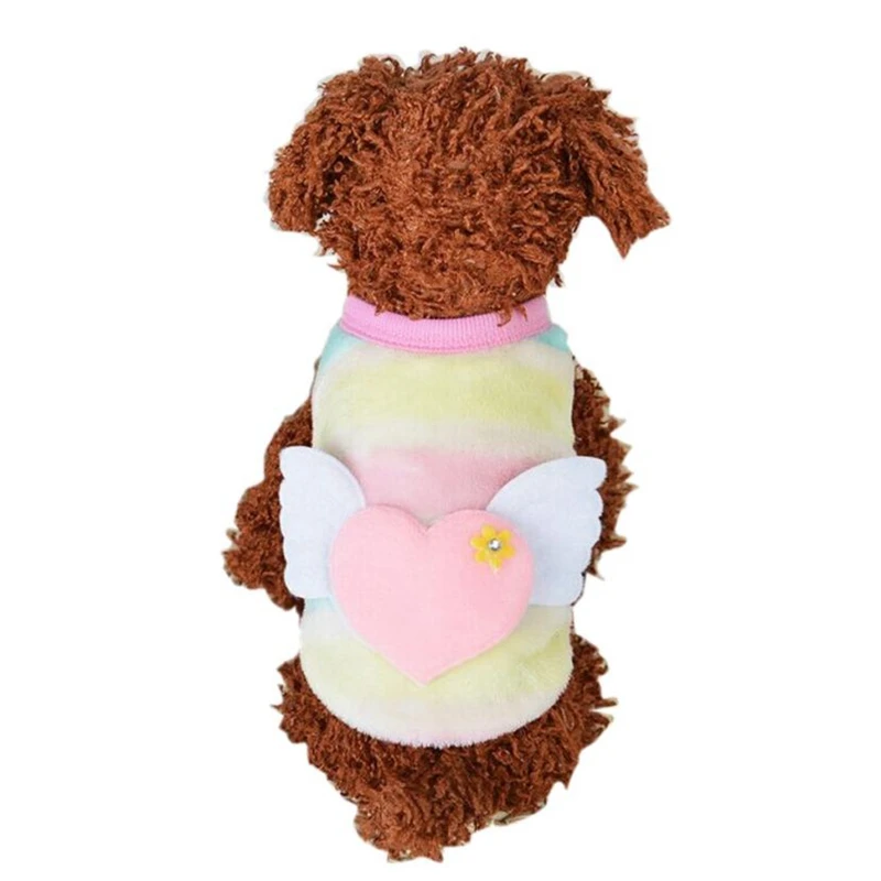 Осень зима Pet Puppy кошка собака пальто куртка теплый мягкий флис Полосатый Одежда