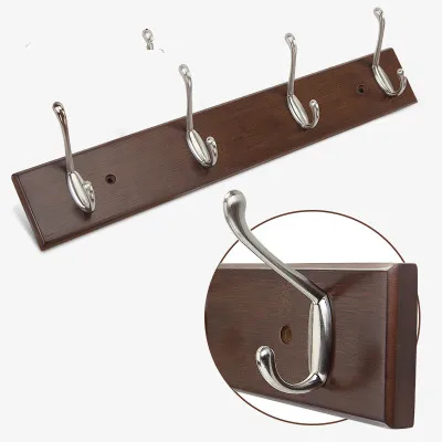 4hooks coffee Креативный настенный бамбуковый крючок для спальни, подвесной крючок в европейском стиле для одежды, крючок для стоек, аксессуары для гостиной - Цвет: 4hooks coffee