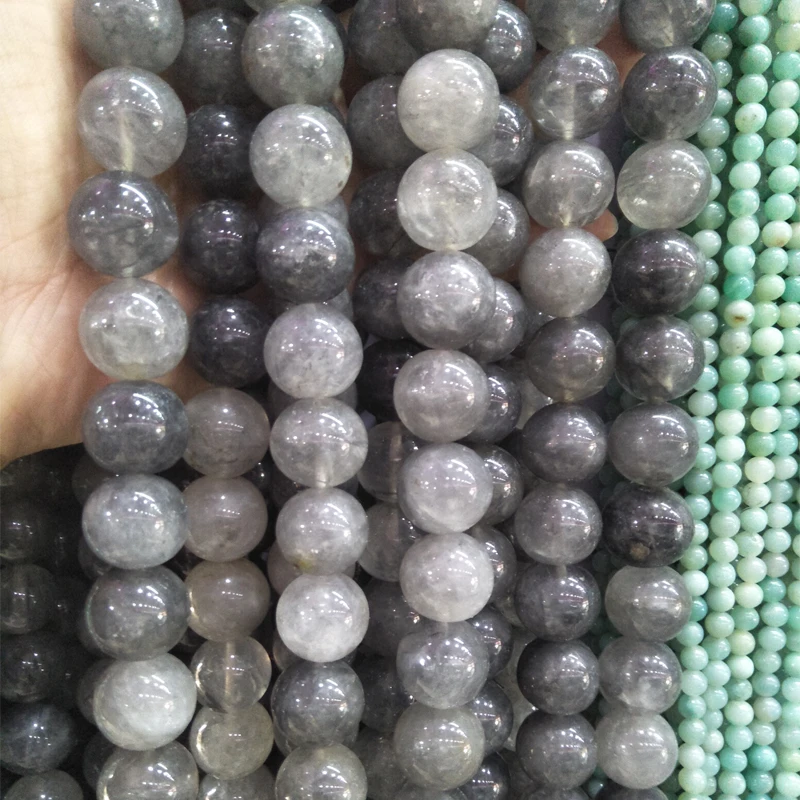 

18mm Natural Gray Crystal Stone Beads Big Size Gem Stone Beads DIY Jewelry Making Material Gray Crystal Quartz Large Beads