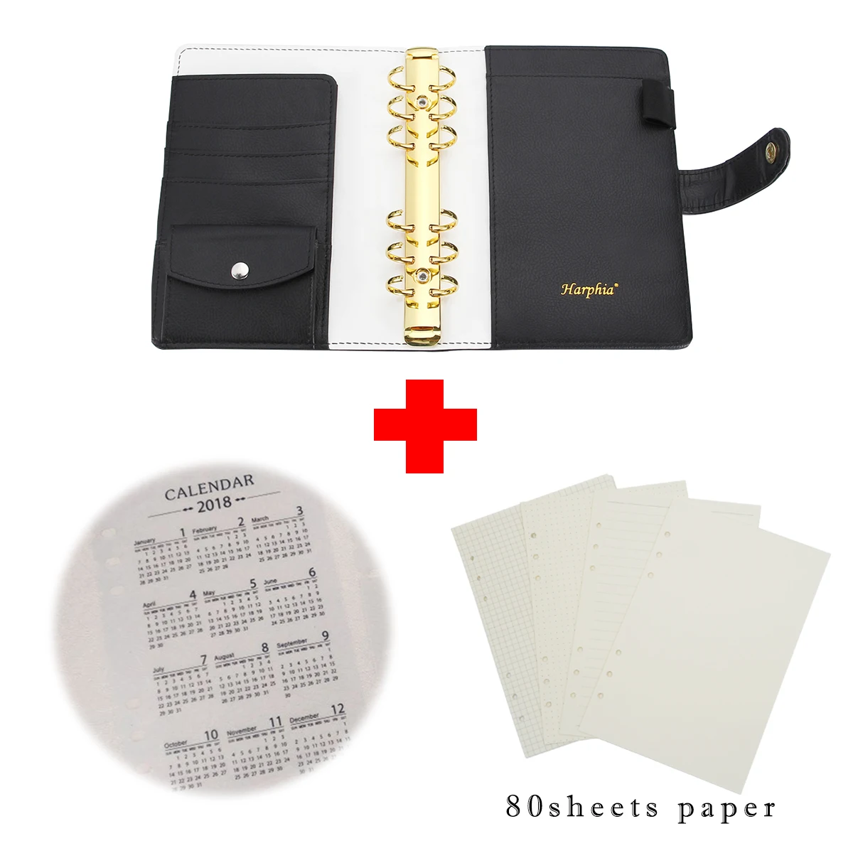Notebook Set A5 планировщик A6 связующего персональный органайзер многоразового Тетрадь из искусственной кожи повестки дня спираль-связующего Черный Органайзеры - Цвет: Notebook Set
