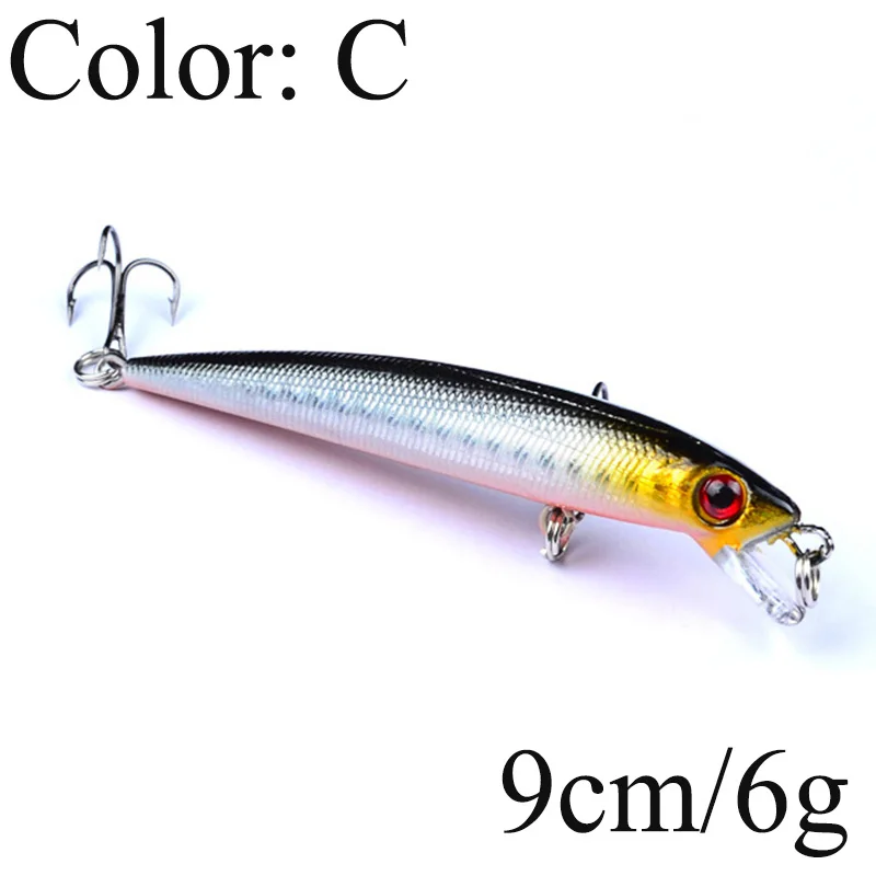 1 шт. 9 см 6 г Minnow Воблер для рыболовной наживки ABS искусственные жесткие приманки
