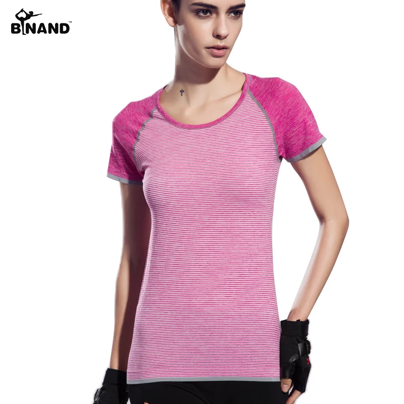 BINAND Новое Прибытие Athleisure Женщины Yoga Рубашки Quick Dry Фитнес Работает Спортивный
