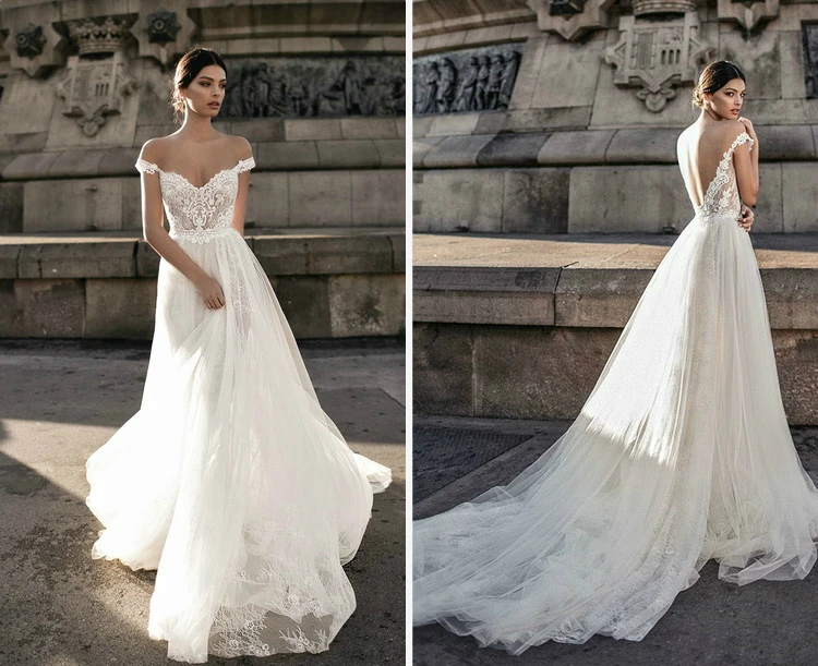 Новое Белое Кружевное Свадебное пляжное платье сексуальное длинное свадебное с